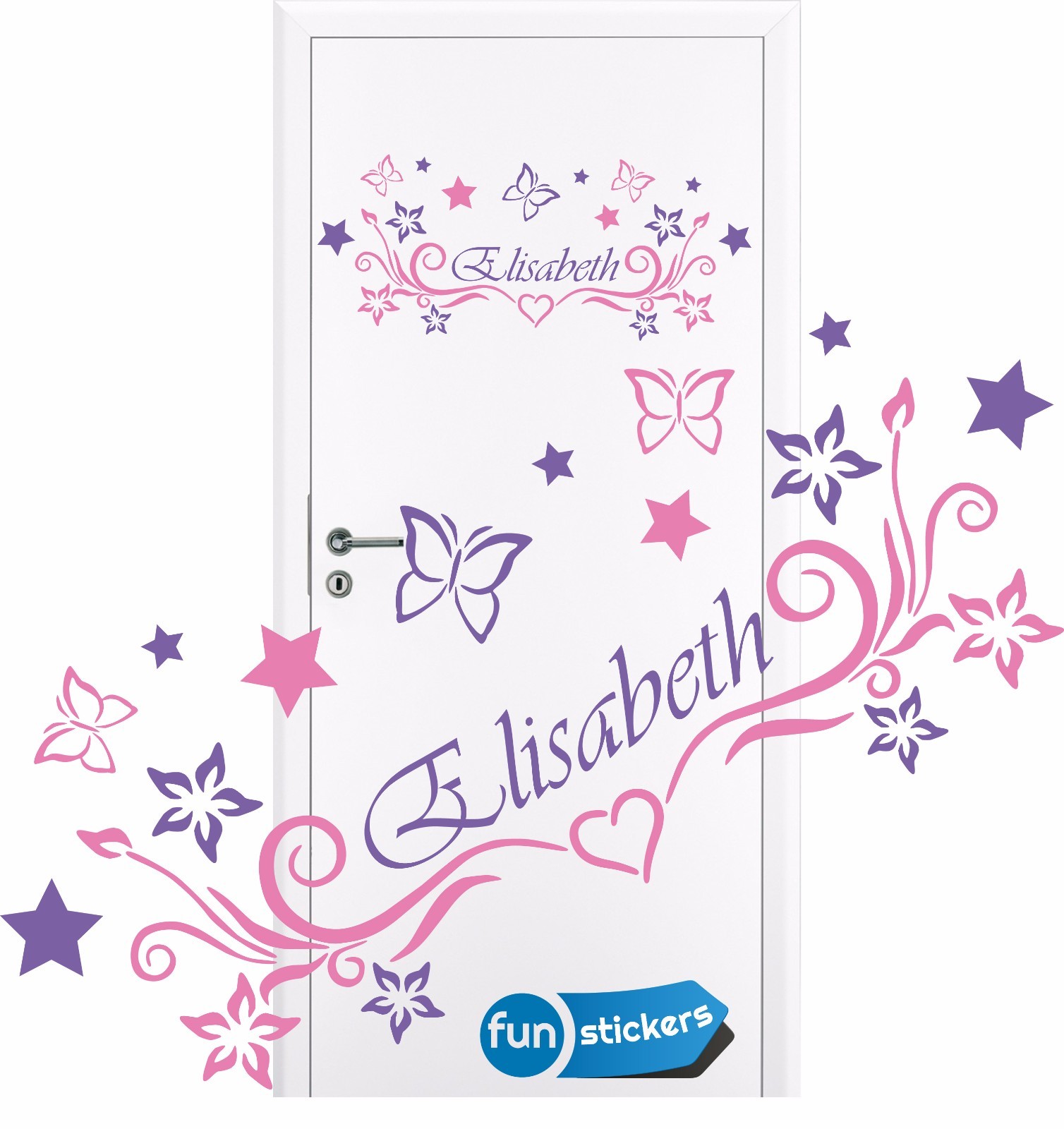 Tür Aufkleber  Wunschname Wandtattoo Mädchen Kinderzimmer Türschild Deko Sticker