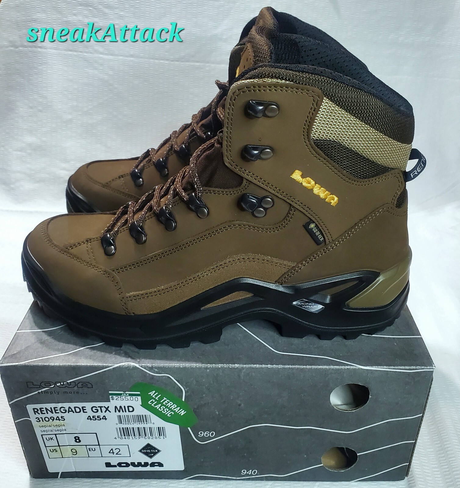 Lowa Renegade GTX Mid hiking boots sz 8.5-11 sepia brown