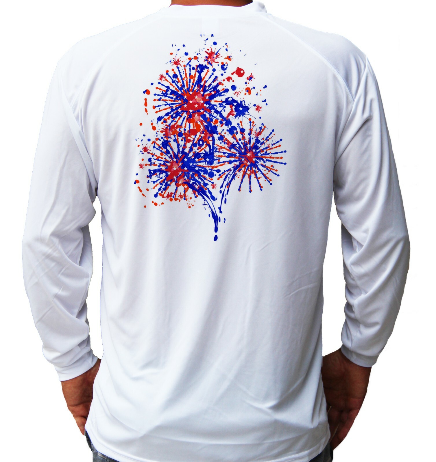 Fireworks 4th July Long Sleeve UPF 50 T-Shirt Fishing Boat