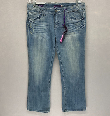 Vigoss Womens New York Boot Jeans 13 Whiskered Mid Rise Flap Pockets Distressed