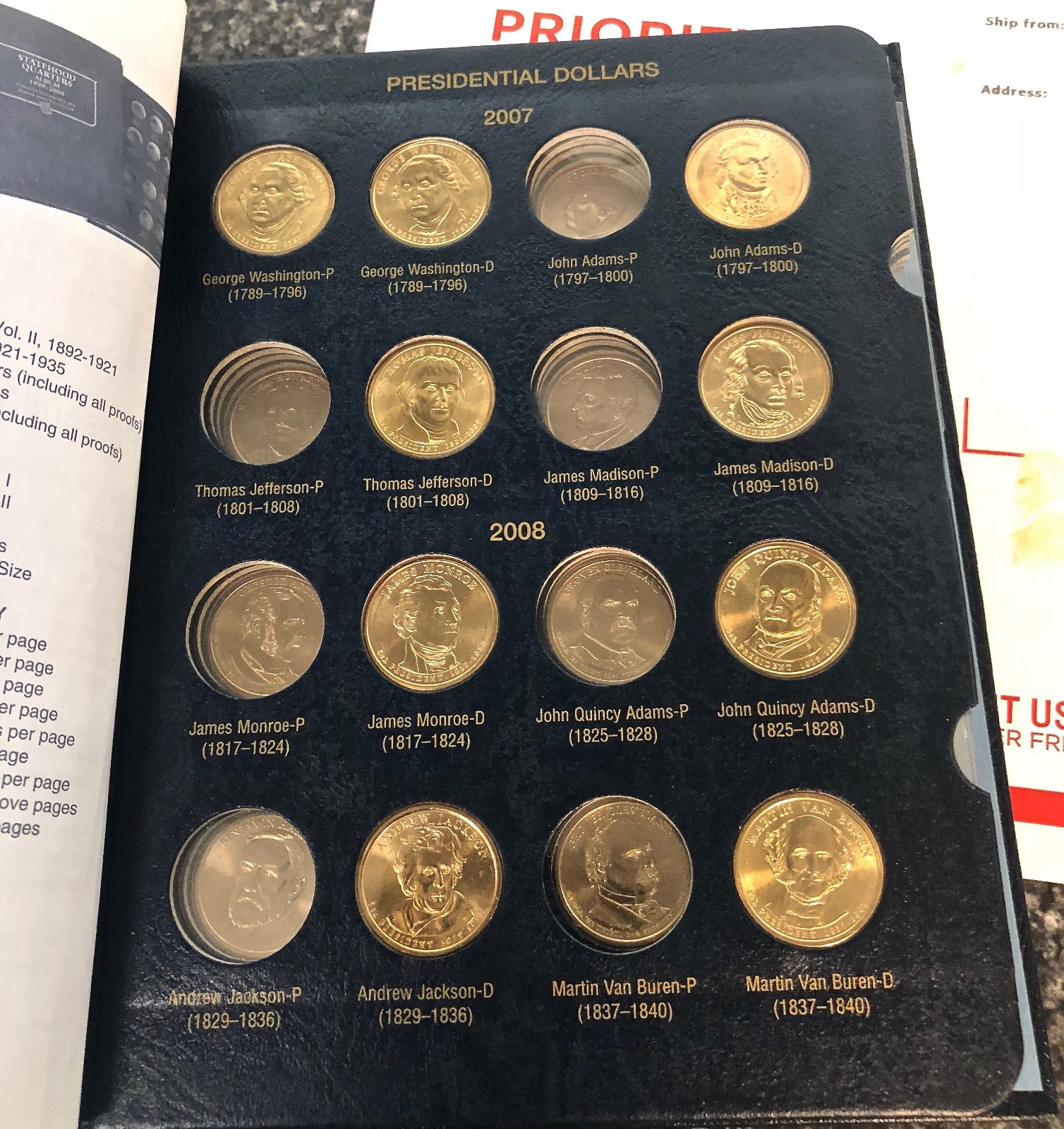 Presidential Dollars Set Partial  P&D (59) Uncirculated coins Whitman Folder