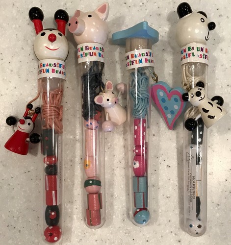 NWT Hand Painted Wood Beads Necklace & Charm Kit ~ Gift Basket Party Favor