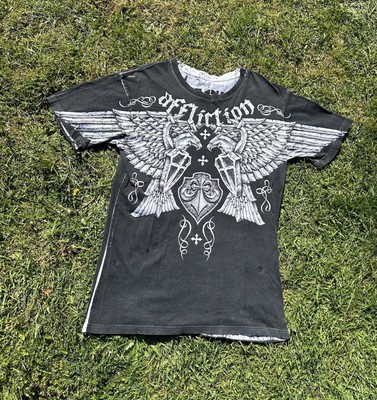 Vintage Affliction Y2K Reversible Eagle Graphic Print T-shirt Men s XL USA Made