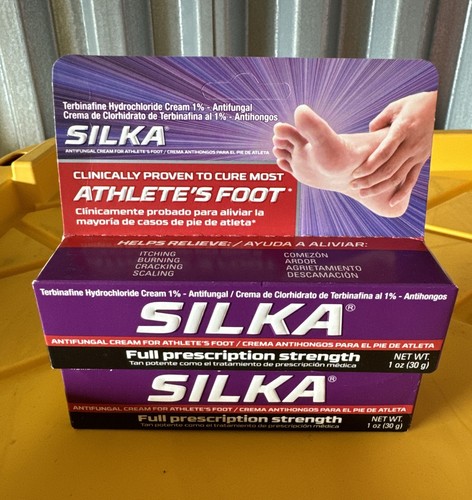 2 silka anti-fungal cream for athletes foot 1oz ea exp 2025 scuffed box