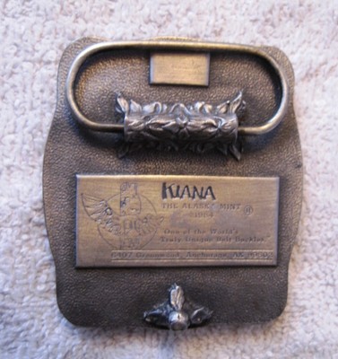 1984 - THE LAST FRONTIER -POLAR BEARS SILVER BELT BUCKLE -  KIANA - ALASKAN MINT