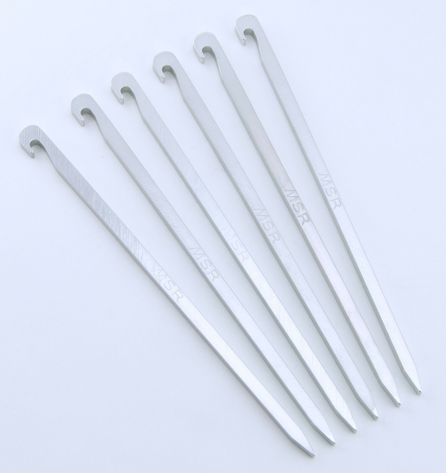 Lot of 6 MSR Needle Tent Stakes Silver 7000 Series Aluminum New