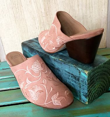 

Anthropologie Humo Blanco Dorotea Мюли с цветочной вышивкой Розовая роза 37/6 НОВИНКА, Rose pink, Huma Blanco Dorotea Mules