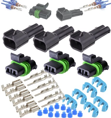 Delphi Metri-Pack 280 Series 2-Way Connector w/10-12 AWG Sealed Waterproof 3 Set