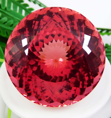 220 Ct Natural Padparadscha Sapphire Round Cut ''CERTIFIED'' Loose Gemstone