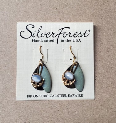 SILVER FOREST 18K on Surgical Steel Handcrafted Dangle Earrings NEW NWT