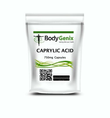 Bodygenix Caprylic 750mg Veggie Capsules Anti-Fungal Supplement UK Seller