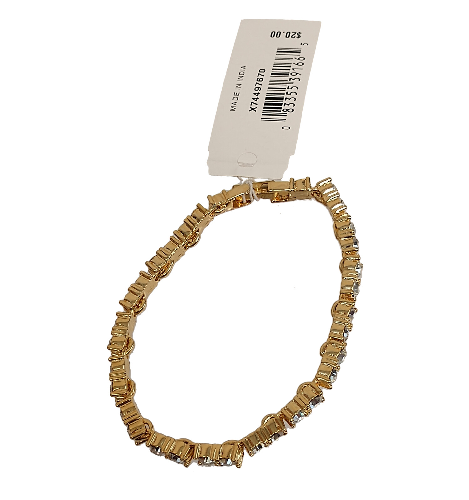 Napier Classic Thin Clear Crystal Rhinestone Gold Tone