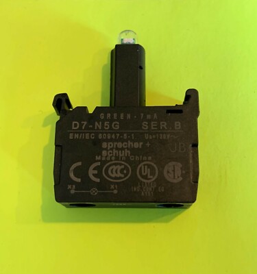 Sprecher + Schuh D7-N5G/ 800F-N5G 25MA 120V Green LED Light Module (NEW)