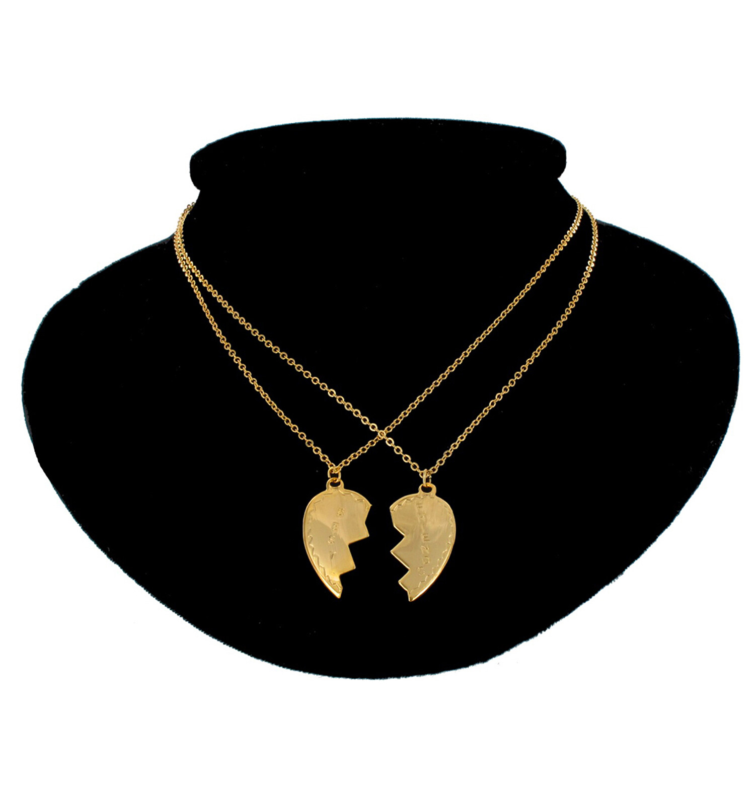 Ky & Co Best Friends Broken Heart 2 Piece Gold Tone Necklace