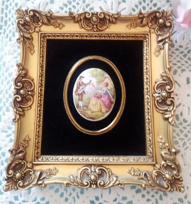 Vintage Limoges Porcelain Cameo signed Fragonard Victorian Frame B&S Creations