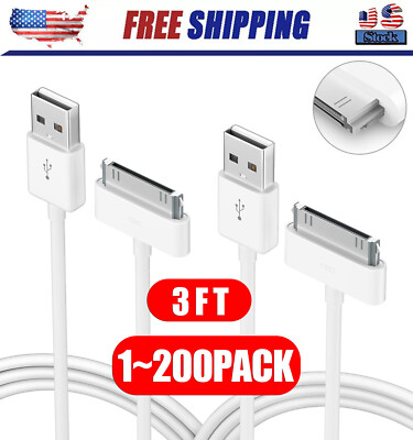 3FT 30 pin USB Charging Data Cable Cord for iPad 1/2/3 iPod Nano 1-6 LOT