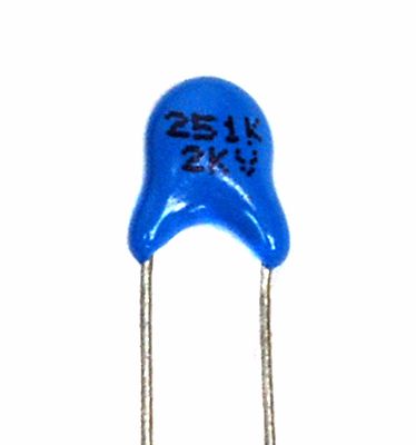100pc Disc Ceramic Capacitor 250pF 2KV K ±10% Y5P pitch=5mm RoHS Taiwan Blue *