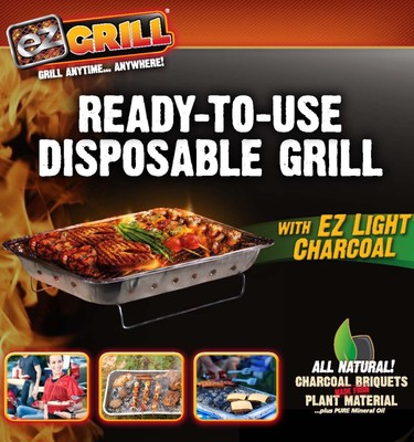 EZ Grill Disposable Charcoal BBQ Grill Portable Easy to Use, Small, 2 Pack