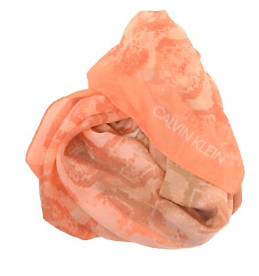 Calvin Klein womens  Ombré Snake-Print Chiffon Scarf Peach Orange