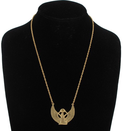 Ky & Co Gold Tone Egyptian Pharaoh Sun God Pendant 1 5/8" + Necklace 18"