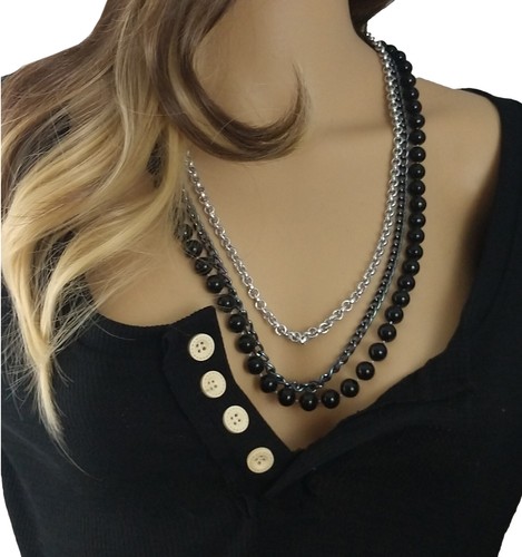 ジーナシス　【eL+1】 beads short necklace ブラック Black Beaded Necklace – Joey J. Jewelry
