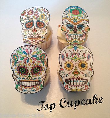 Edible Sugar Skull Cupcake Toppers