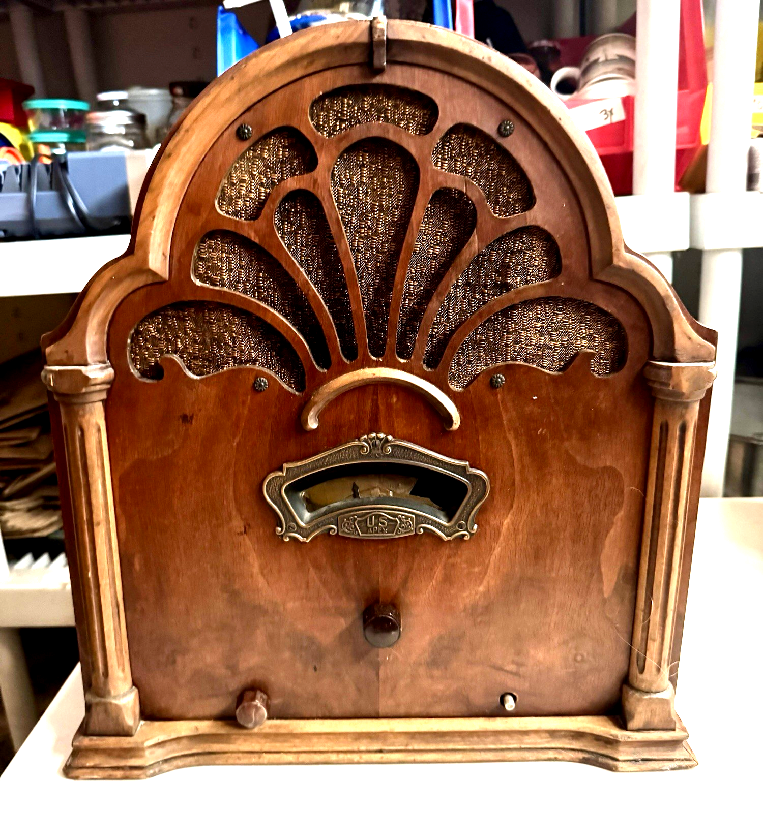 ギター ABC antiques Radio Vintage 1930's U.S. APEX Model 8A Cathedral Tube Radio
