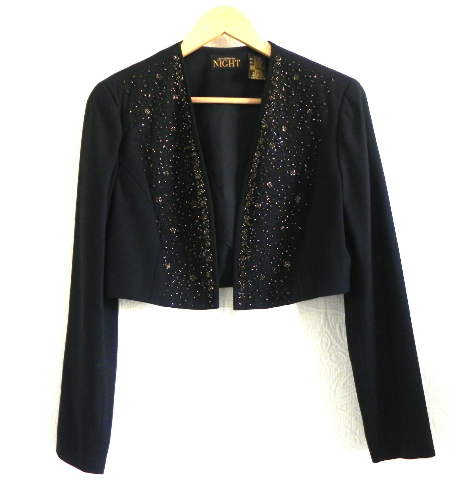 Liz Claiborne Night Cropped/Bolero Jacket Long Sleeve Open