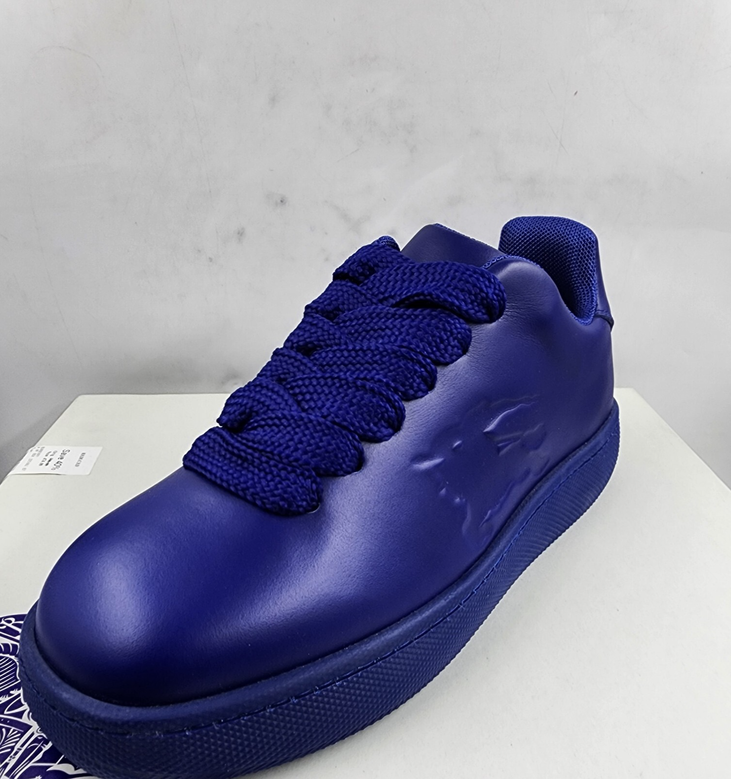 Burberry Leather Box Low-Top Sneakers Men's 42.5/9.5 US Knight Round Toe Lace Up - Picture 17 of 17