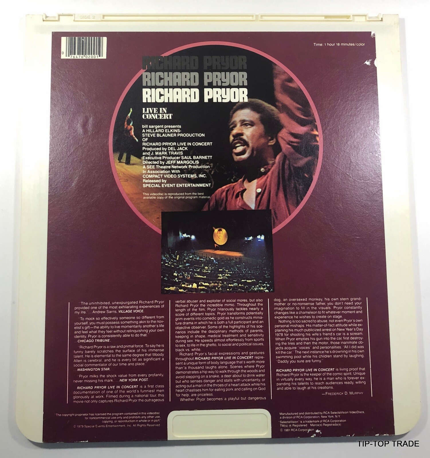 Vintage RCA Richard Pryor Live in Concert Uncensored Selectavision Videodiscs