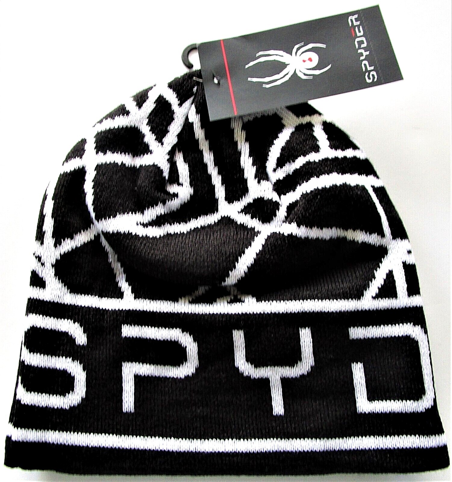 Spyder Mens' Black Shelby Ski Beanie Hat Fleece Lined Tassle Spyder Mens' Black Shelby Ski Beanie Hat Fleece Lined Tassle