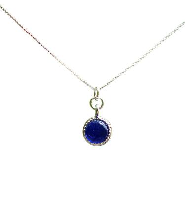 Recycled Repurposed Vintage 1960s Cobalt Noxzema Jar Glass Color Dot Necklace
