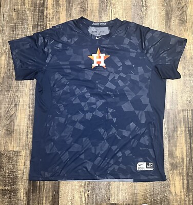 Houston Astros Nike Pro MLB Shirt 4XL Navy Blue Gray Performance Mens NWOT
