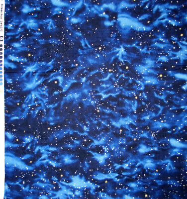Space Stars Fabric Gold Gild Accent Stargazers Cotton RK-D#6077 By The Yard