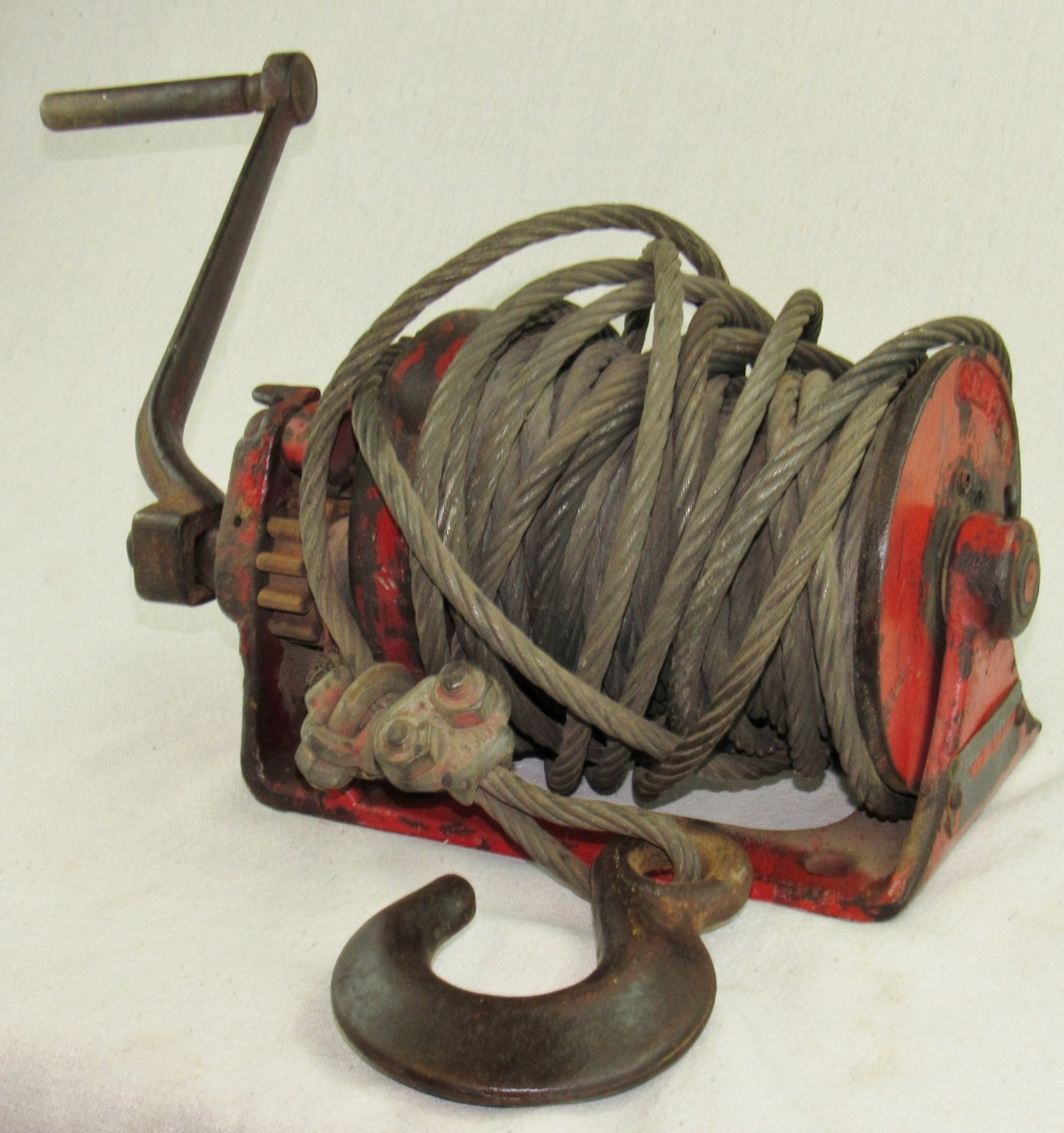 Vintage Sears Roebuck Hand Crank Heavy Duty Cable Winch