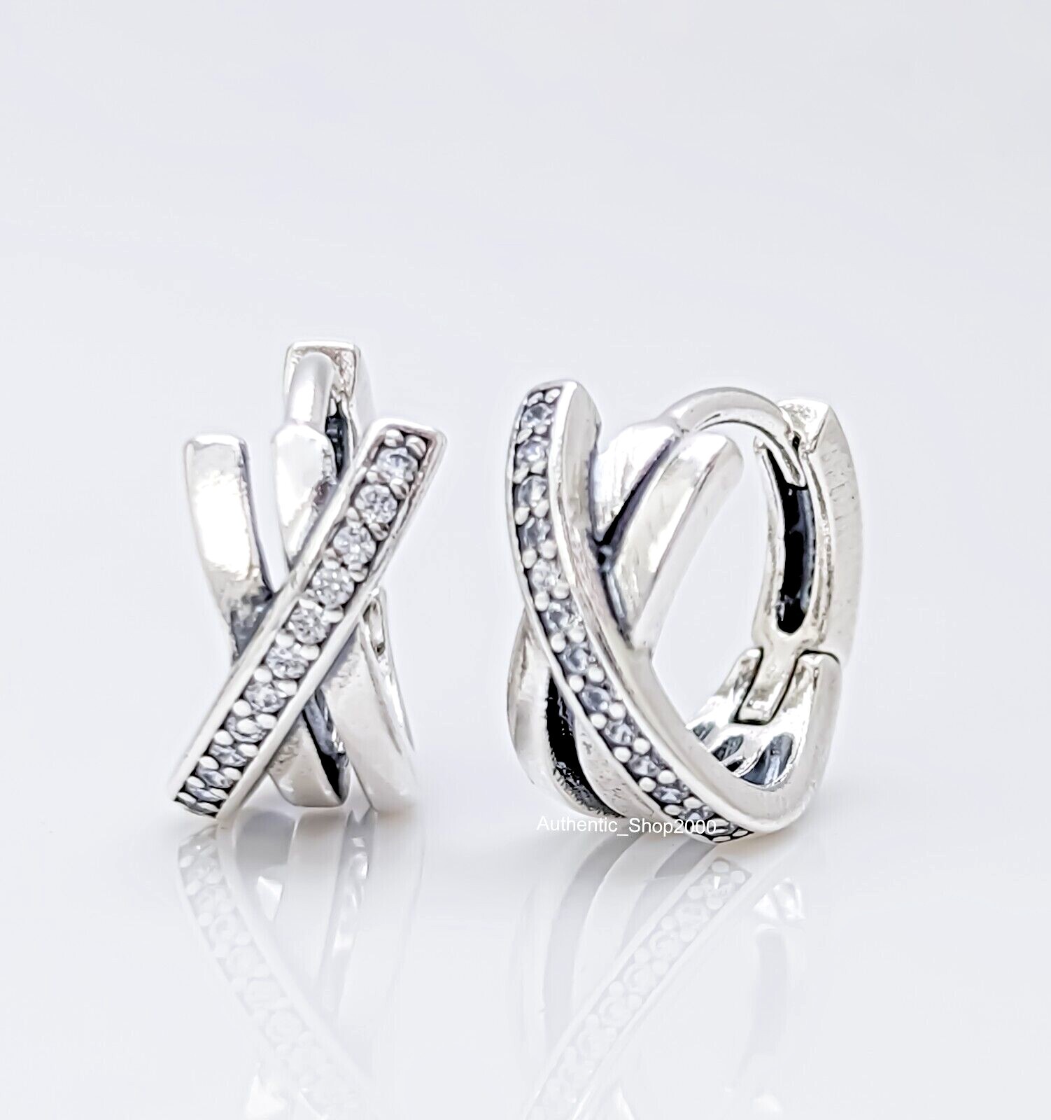【HYERES LOR】24FW★ Claw SIL Half Pave One-Touch Earrings S Sterling Silver 1/2ctw Miracle-Set Diamond Double Hoop with