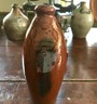 Redware Flask W/Maganese Splatters. LONG ISLAND NY or CONNECTICUT.