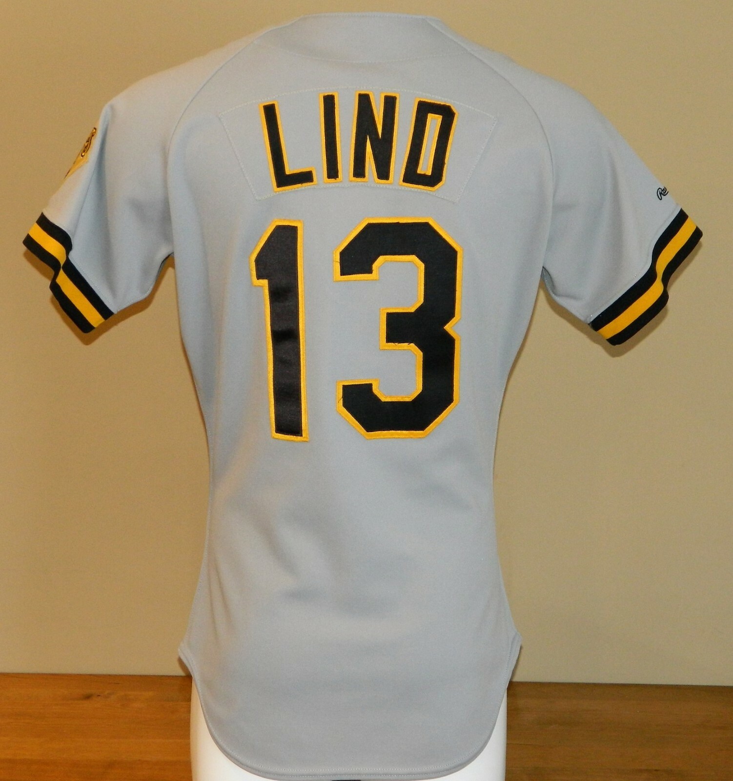 1991 Jose Lind (Set 1) Game Worn Pittsburgh Pirates Road Jersey #13 - Rawlings