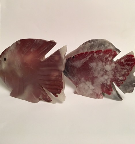 stone sculpture fish set of 2