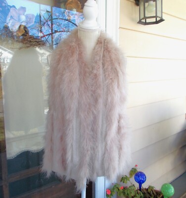 Women's Boston Proper Light Lilac Marabou Feather & Knit Sweater Vest Jacket M