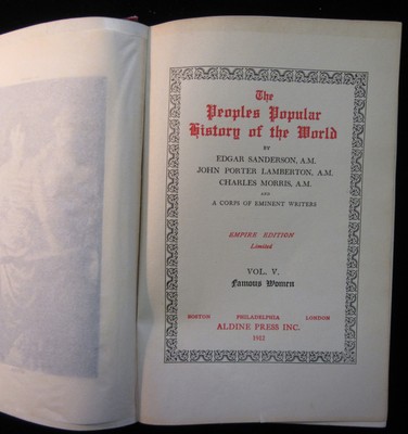 对于出售 1912 The Peoples Popular History of the World - Volume 5. Famous Women!