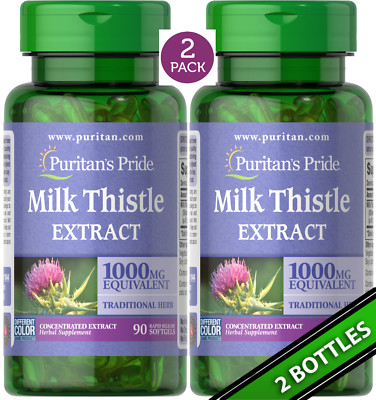 2 Pack Milk Thistle 4:1 Extract 1000mg (Silymarin) Concentrated Extract 180 sgls
