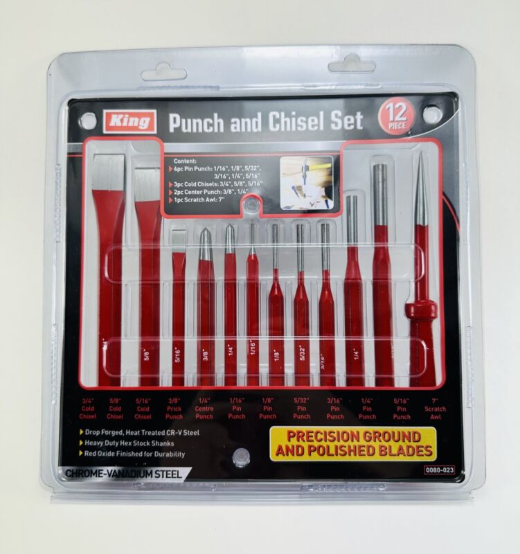 King Tools 12 Pc Punch & Chisel Set