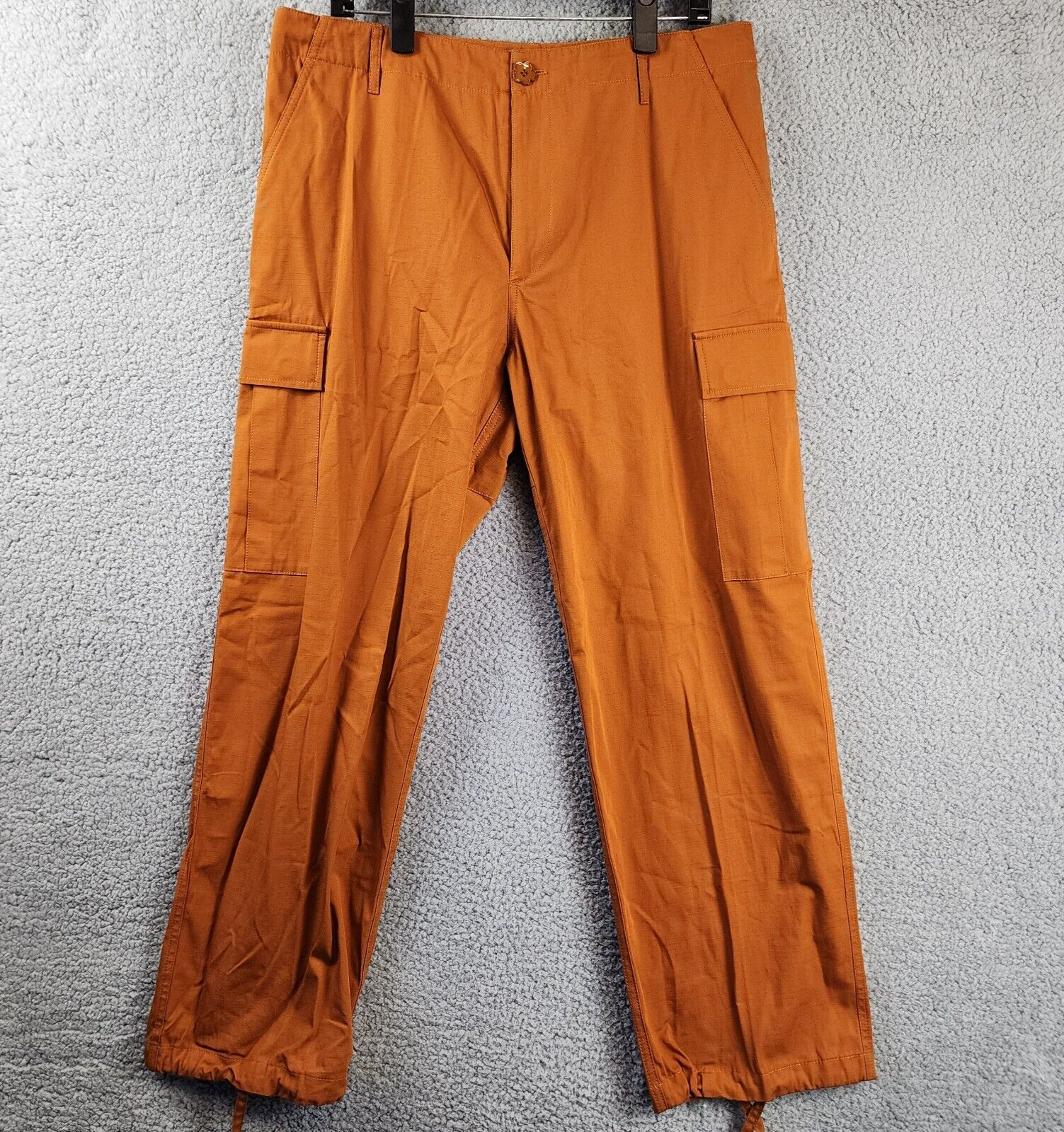 Pre-owned Kenzo Straight-leg Cargo Pants Men's 40 Brown Solid Pockets Button Zip Closure