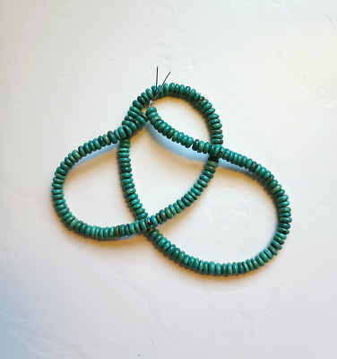 OLD STOCK CLOUD MOUNTAIN TURQUOISE 6MM RONDELLE BEADS - 16'' Strand - 3216E