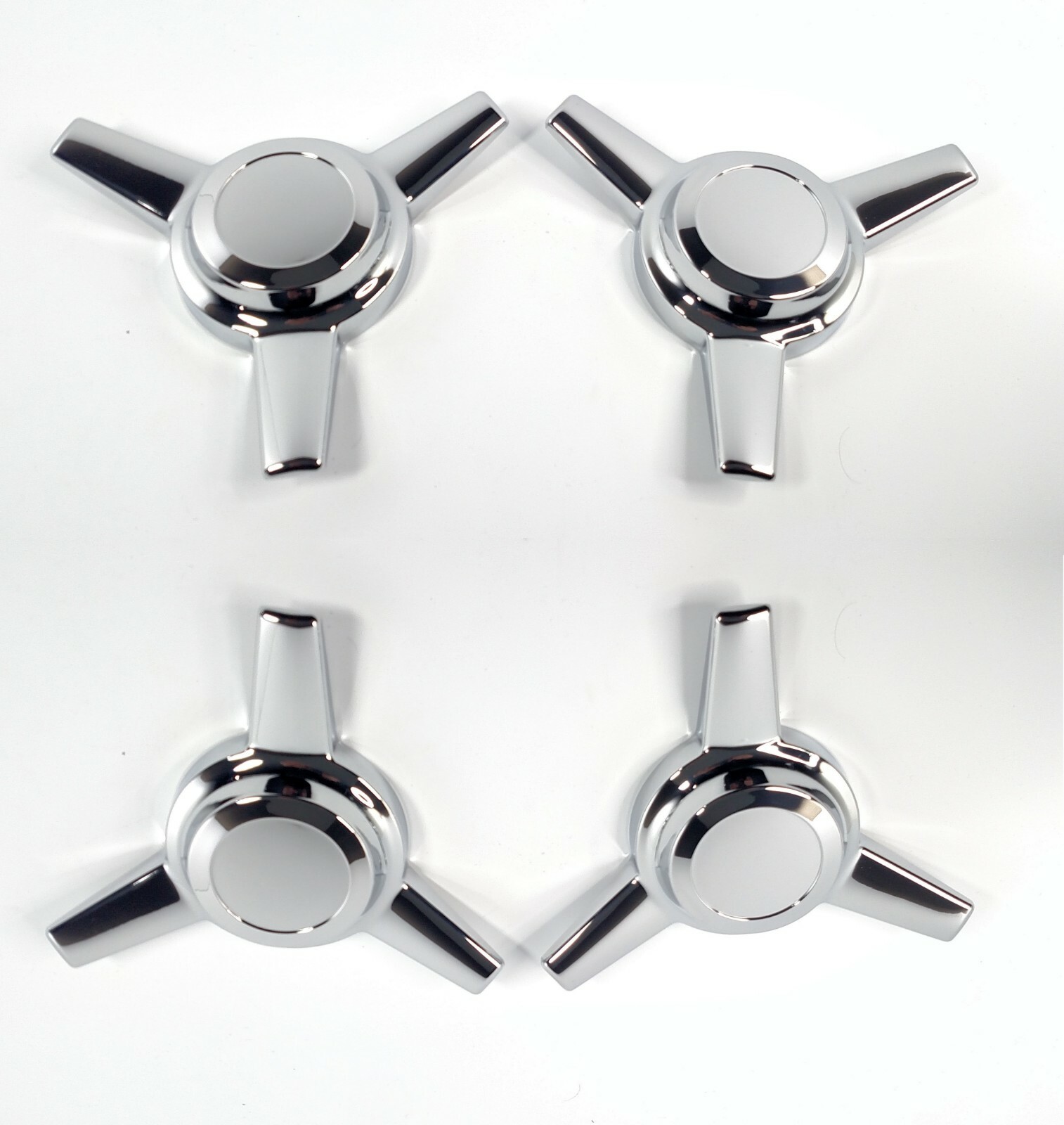 (set Of 4) 3 Bar Chrome Metal Spinners, Classic Universal Tribar