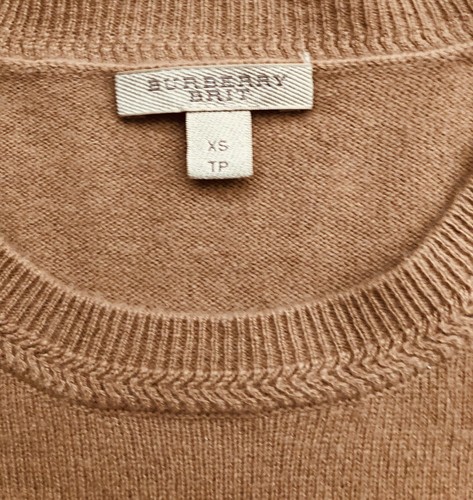 NWOT $625 CAD Burberry Brit Women's 100% Cashmere Sweater Beige/Red Striped XS