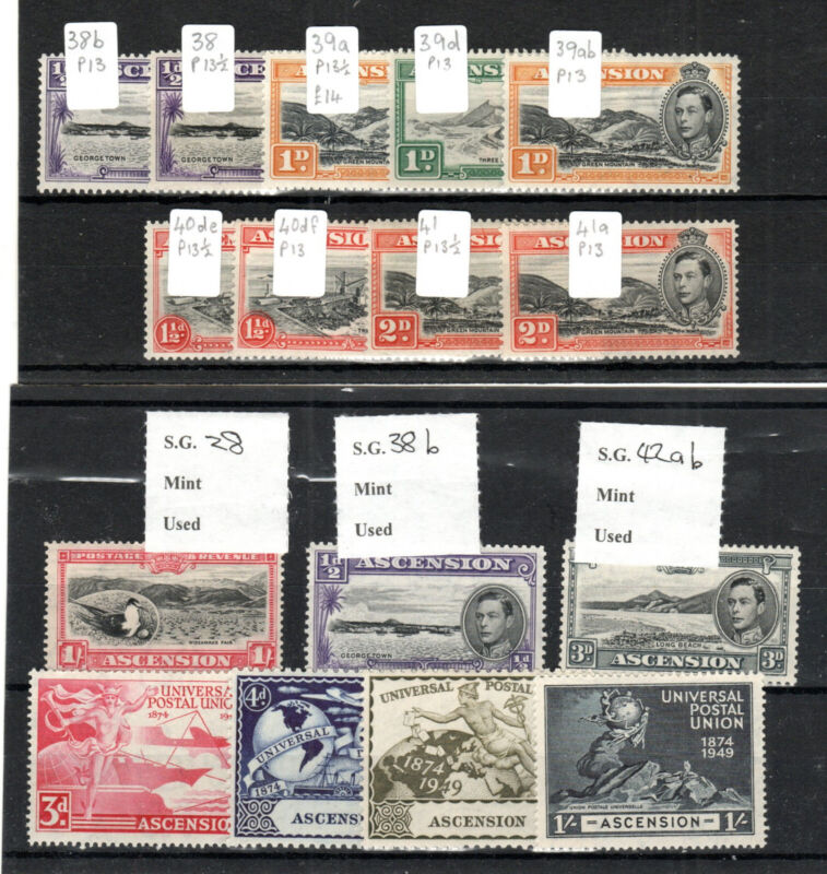 Ascension King George VI selection on stockcards  MLH/MH
