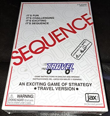 Jax Sequence Strategy Board Game Travel Version - 2 Players NIB 
