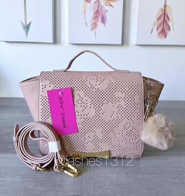 BETSEY JOHNSON Bag Riley Perforated Satchel Bag - Blush Pink Floral XORILEY